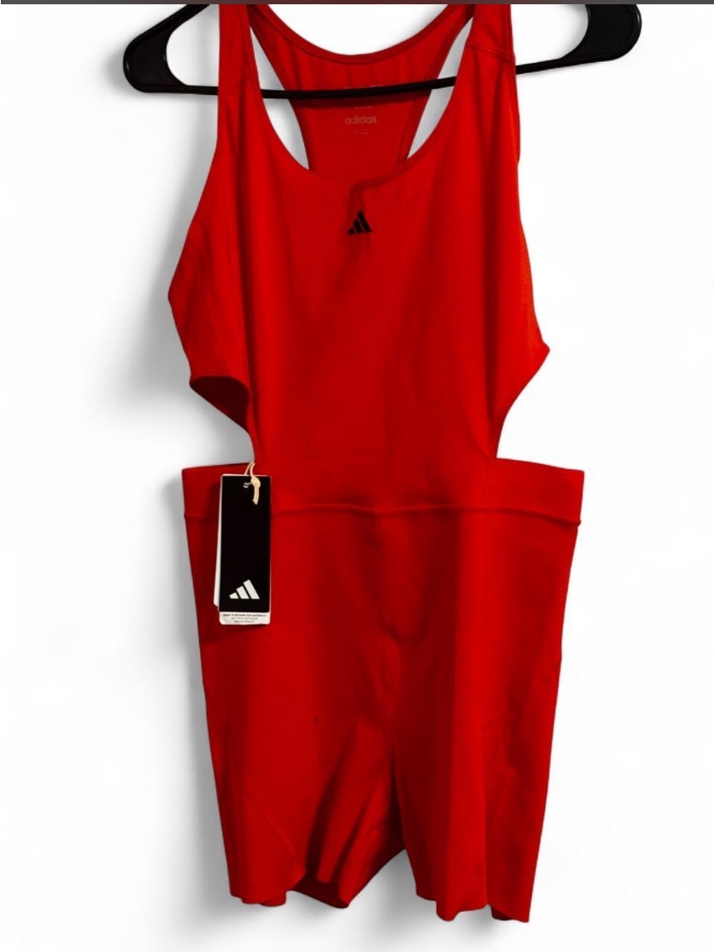 adidas Womenโs neon orange Athletic Shorts One-Piece